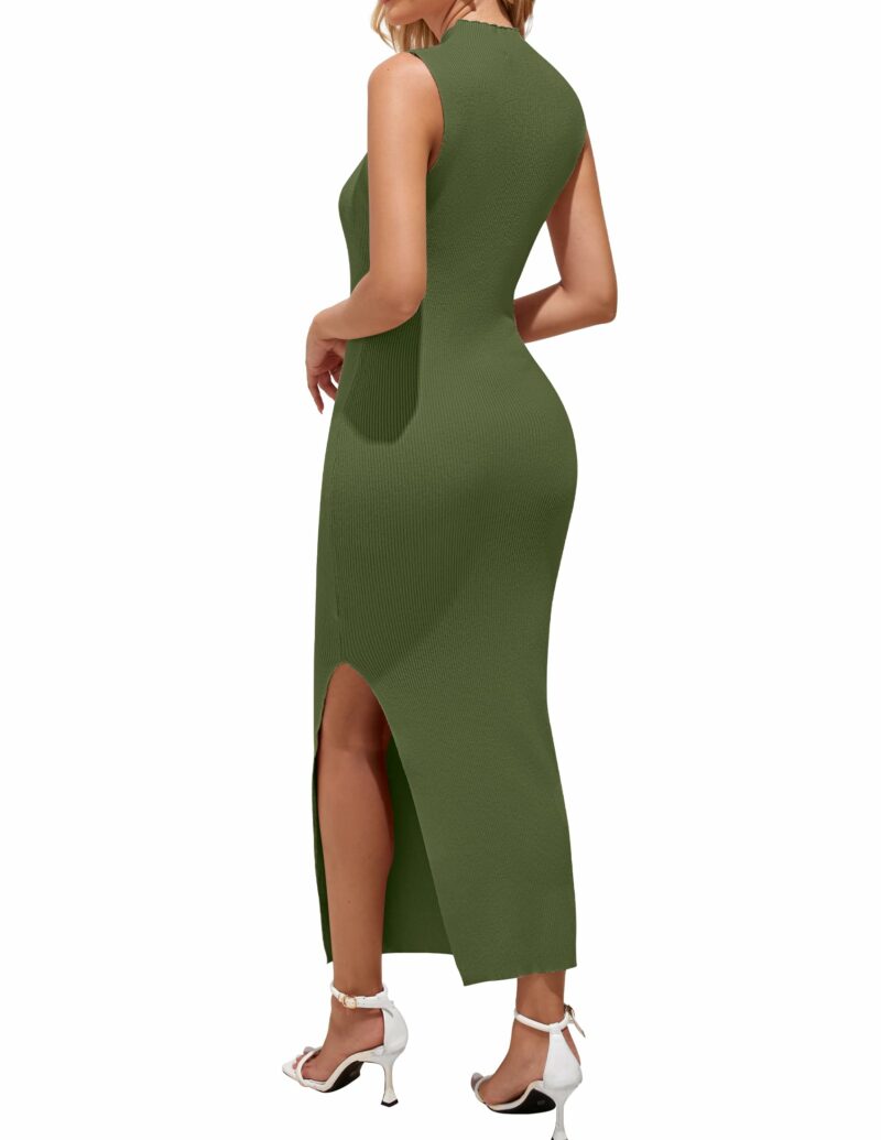 Sleeveless High Neck Ribbed Dress - Image 4
