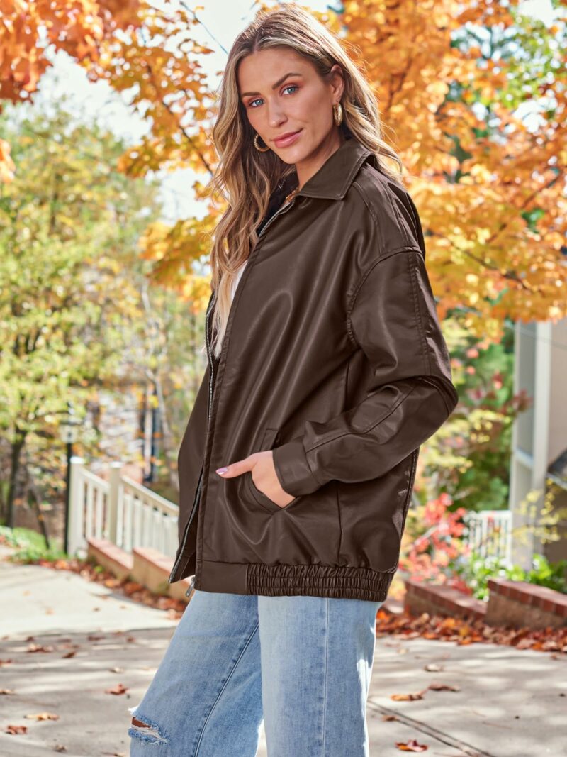 Oversized Faux Suede Motorcycle Jacket - Image 4