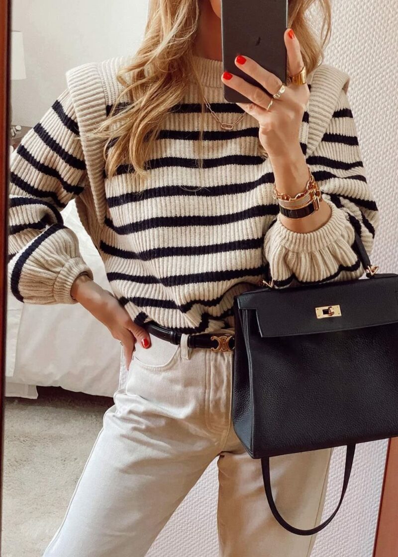 Lantern Sleeve Ribbed Sweater - Image 7