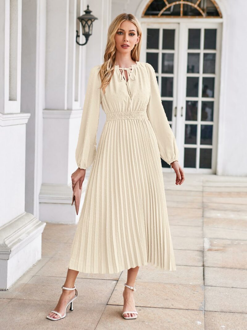 Puff Sleeve Swiss Dot Maxi Dress - Image 7