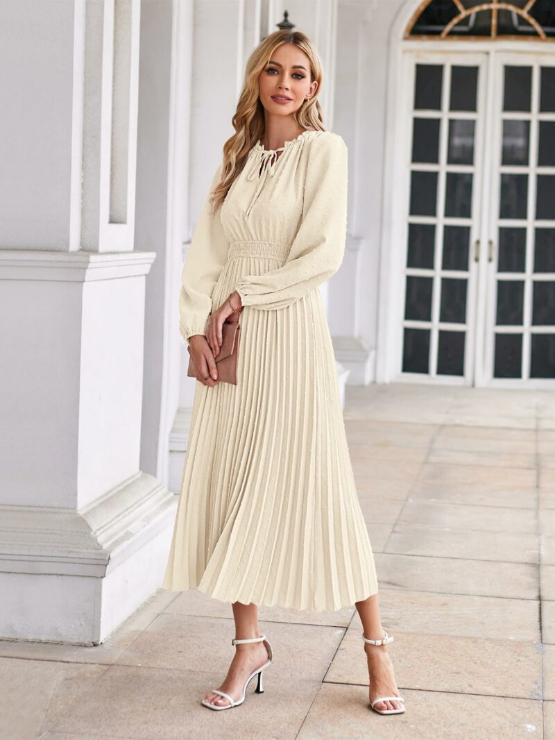 Puff Sleeve Swiss Dot Maxi Dress - Image 5