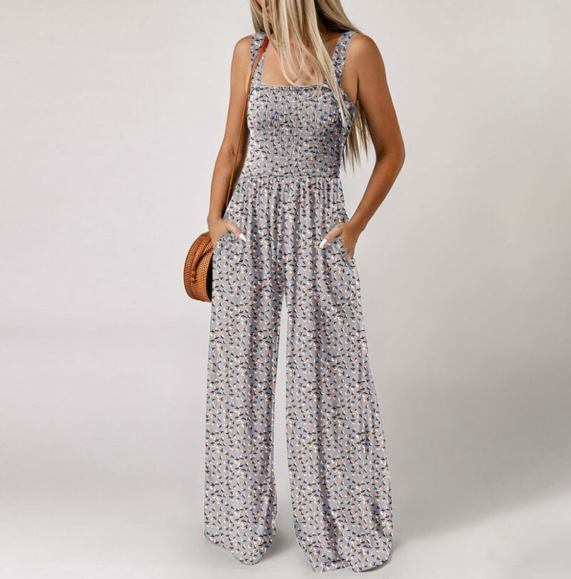 Boho Floral Print Sleeveless Jumpsuit