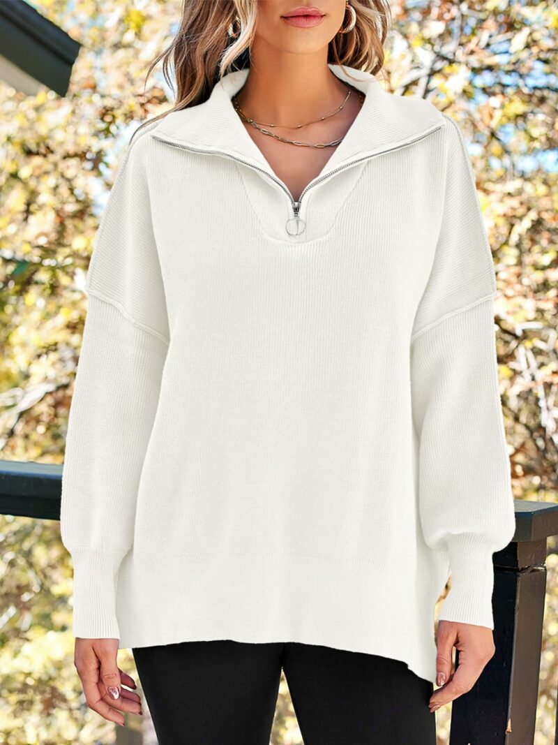 Zipper Collared Oversized Sweater - Image 5