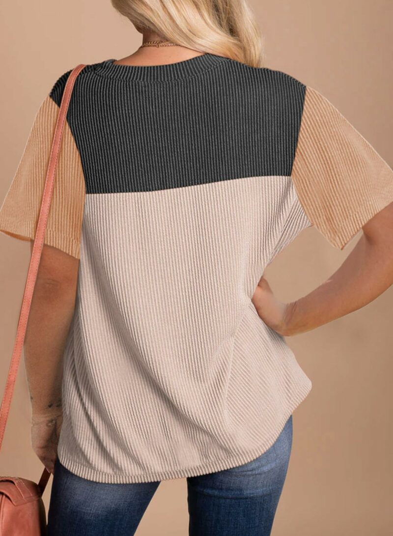 Color Block Striped Tee Shirt - Image 4