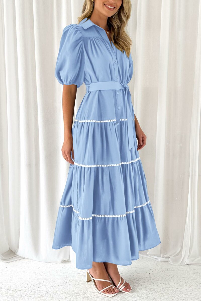 Short Puffy Sleeve Maxi Dress - Image 2
