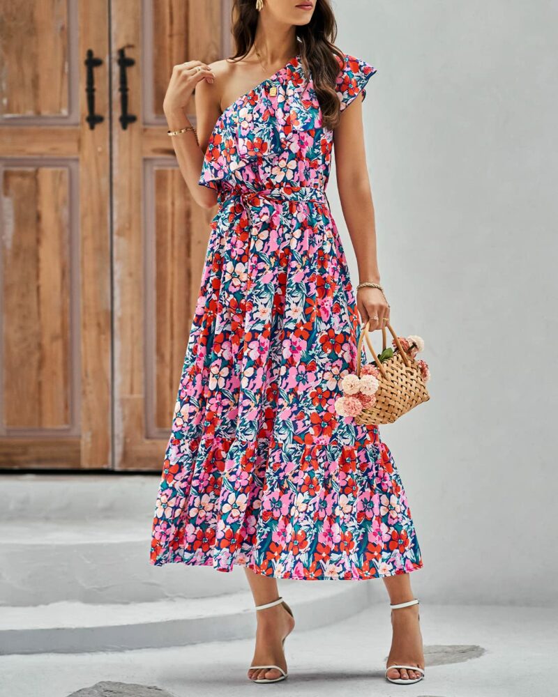 One Shoulder Layered Maxi Dress - Image 6