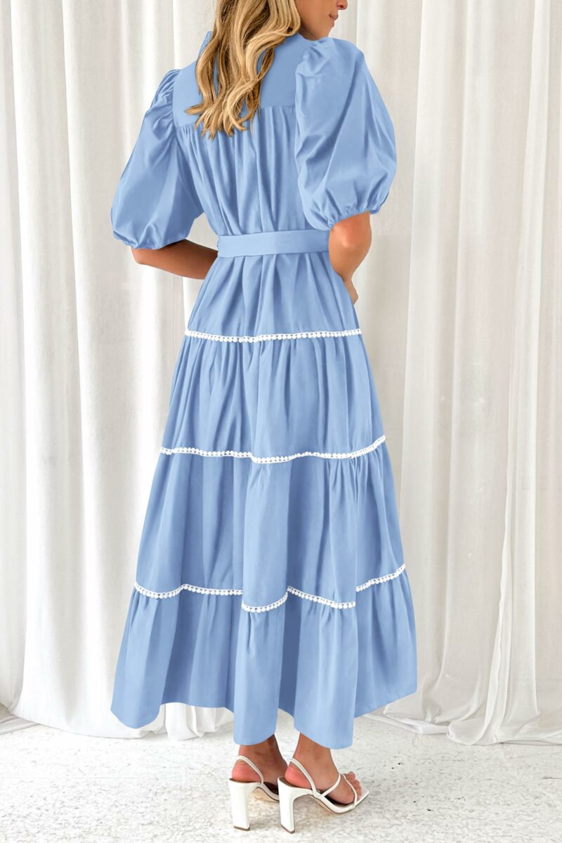 Short Puffy Sleeve Maxi Dress - Image 5
