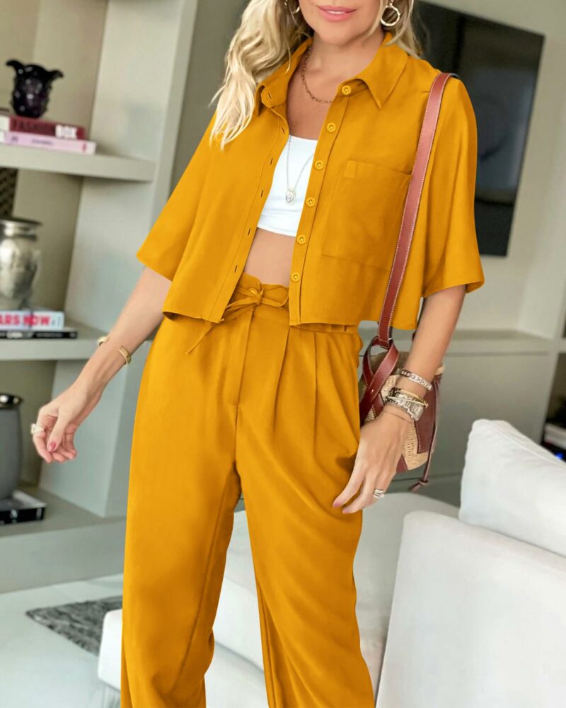 Short Sleeve Button Down Lounge Set