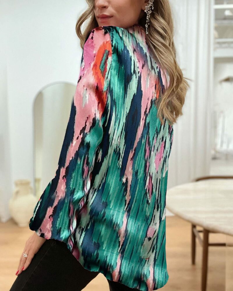 Casual Boho Abstract Blouse Pink - Image 2