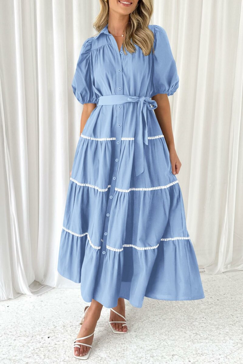 Short Puffy Sleeve Maxi Dress - Image 3