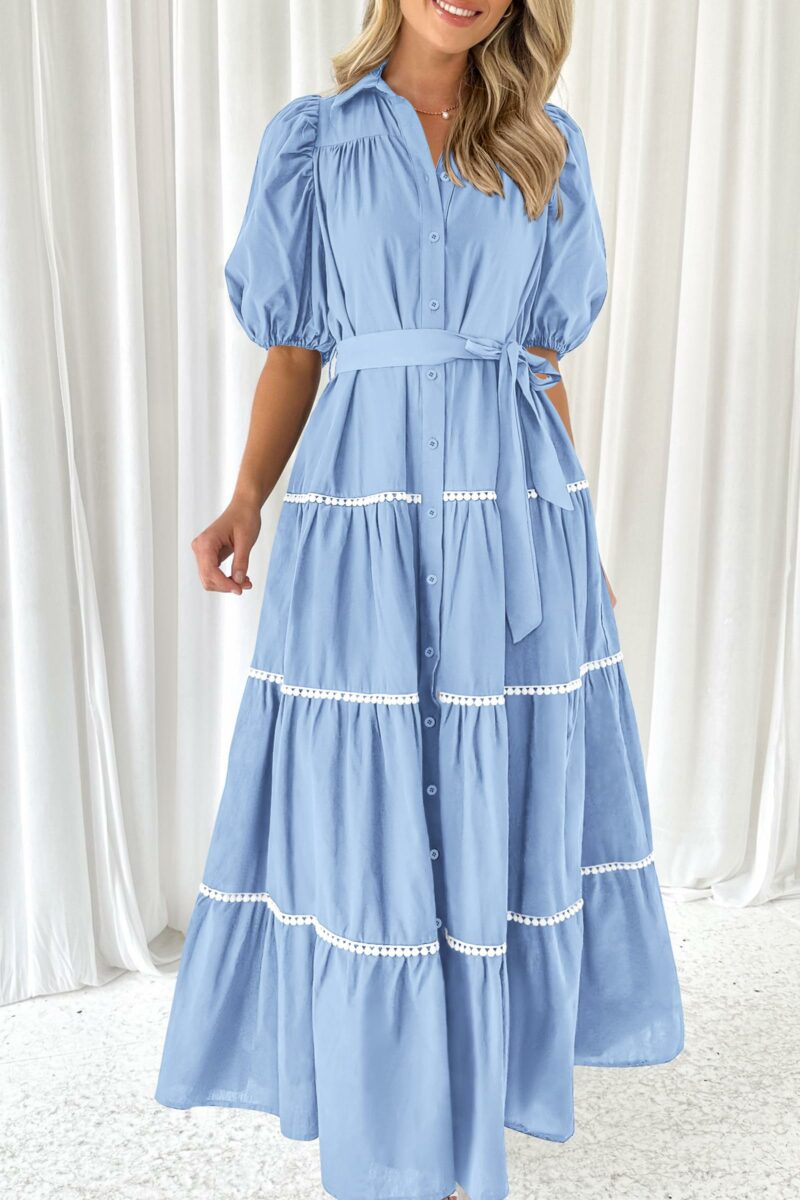 Short Puffy Sleeve Maxi Dress - Image 4
