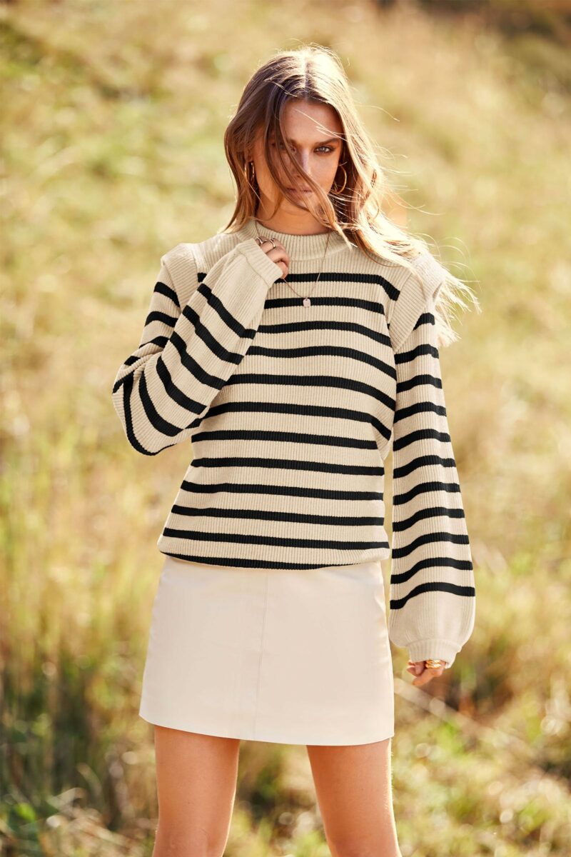 Lantern Sleeve Ribbed Sweater - Image 3
