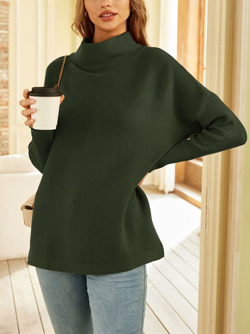 Mock Turtleneck Ribbed Sweater - Image 5
